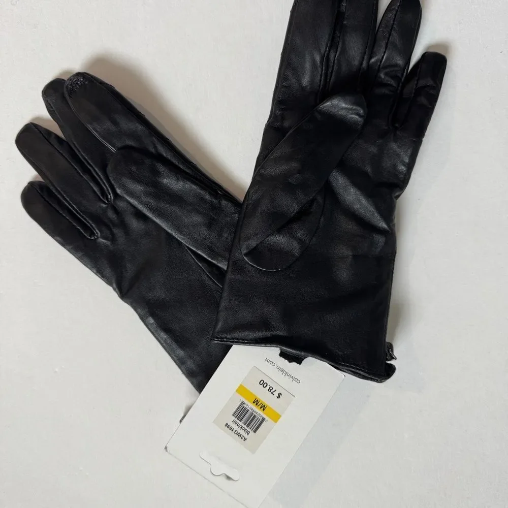 Calvin Klein Black Leather Tech Gloves NWT